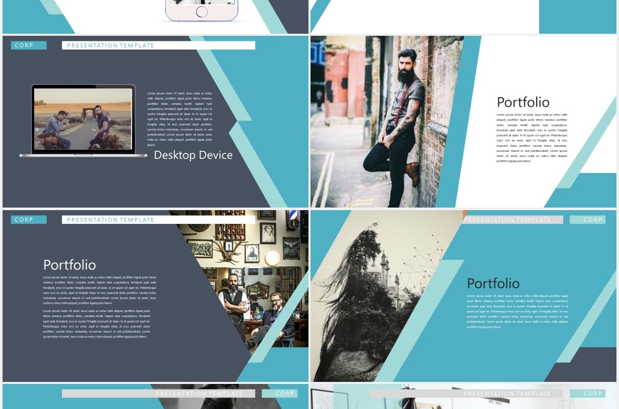 企业商务设计作品展示PPT模板Corporate Design Powerpoint