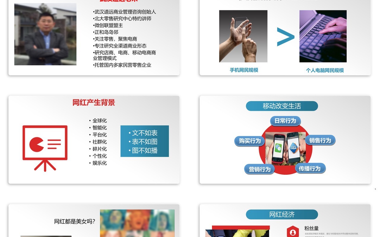简约电子商务网红经济PPT模板