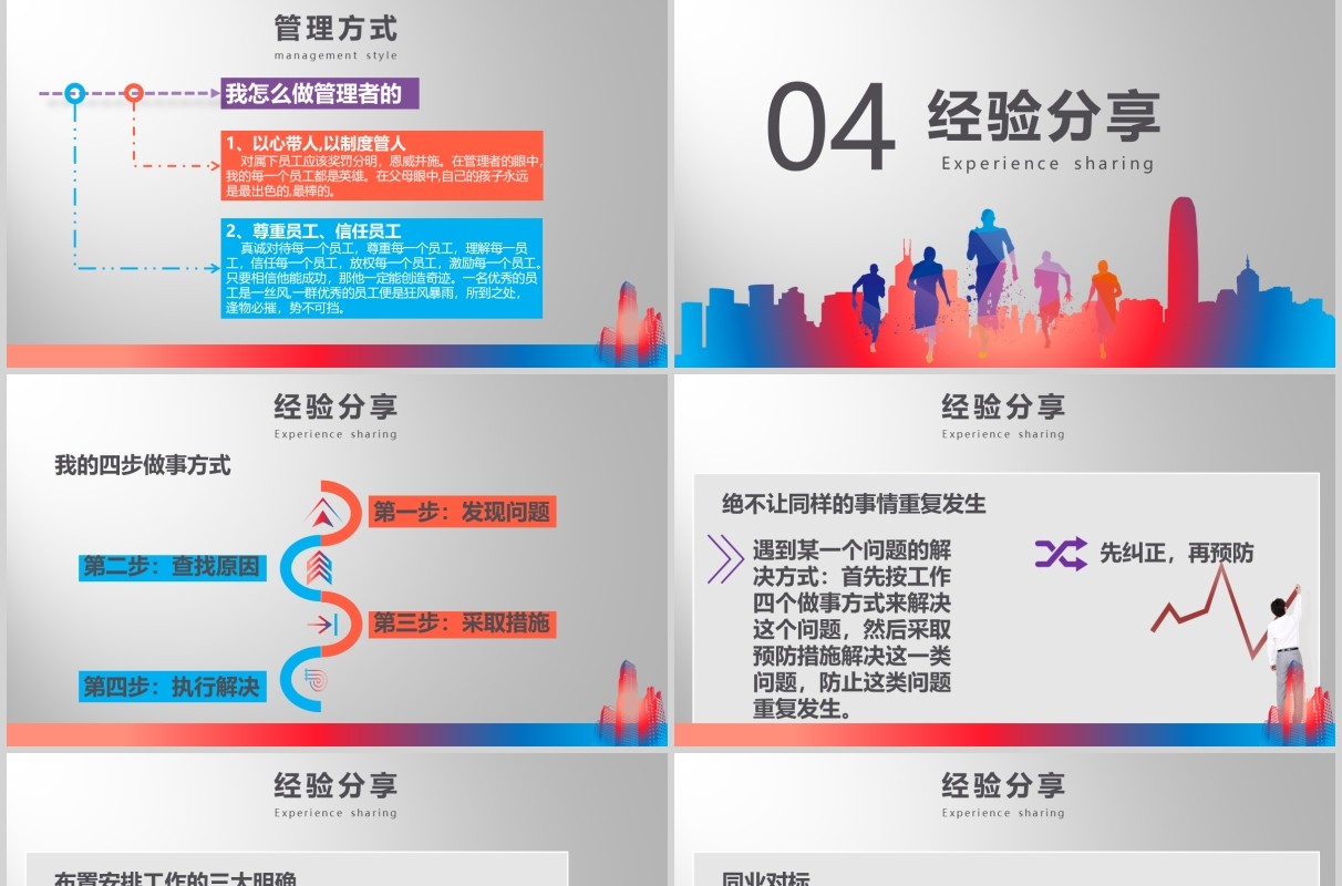 多彩工作经验分享总结汇报PPT模板