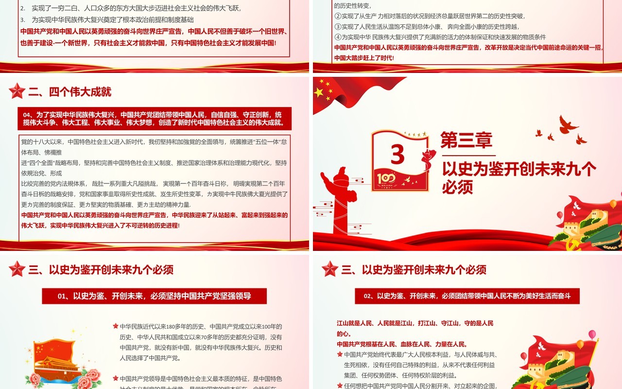 红色党政风总书记在百年庆典上的重要讲话学习教育PPT模板