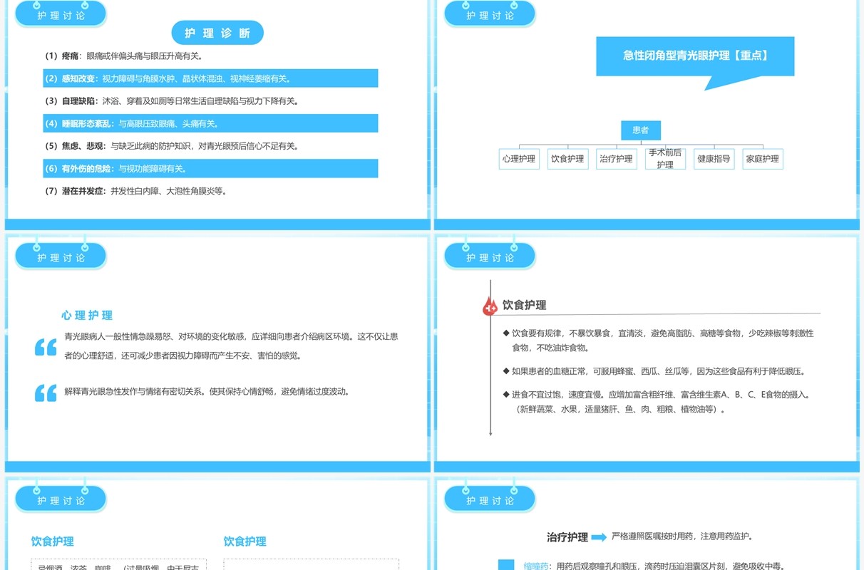 蓝色简约卡通风眼科疑难病例讨论PPT模板