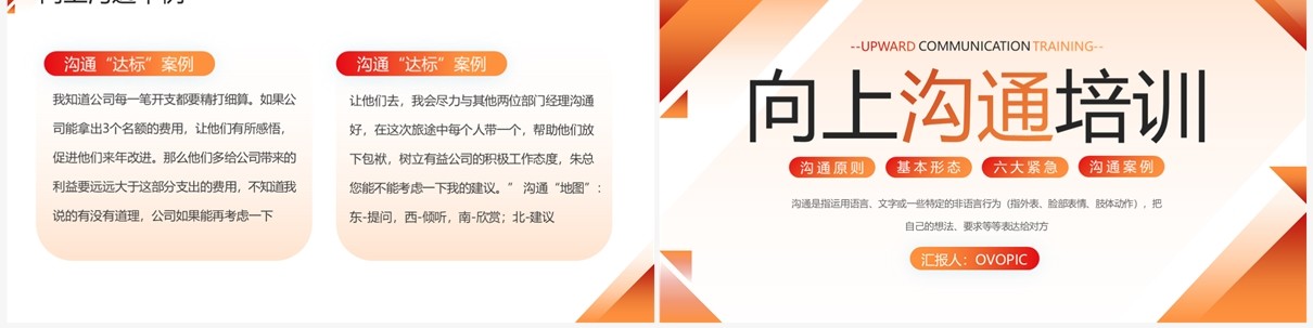 橙色商务风员工向上沟通培训PPT模板