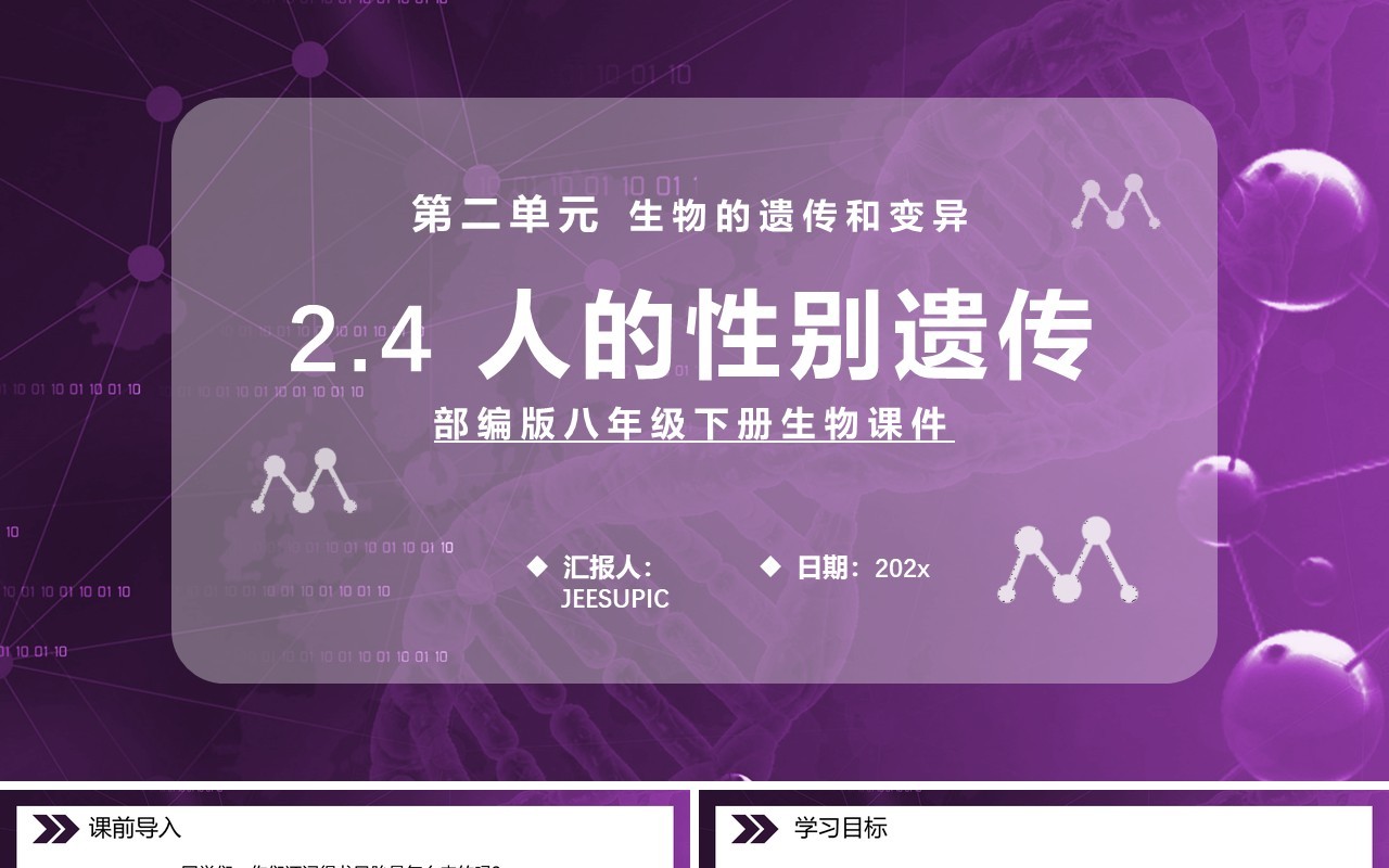 部编版八年级生物下册人的性别遗传课件PPT模板
