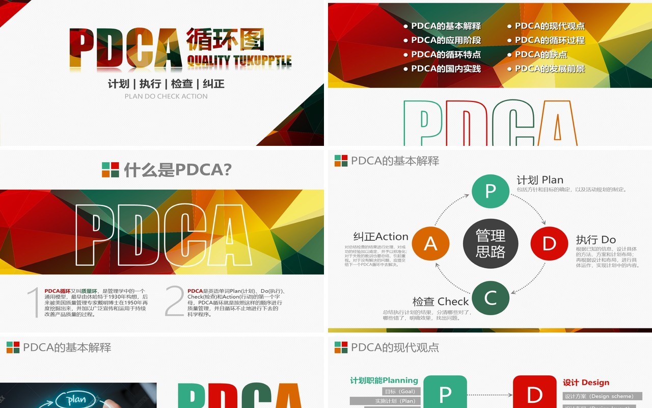 简约实用企业通用质量管理PDCA循环图PPT模板