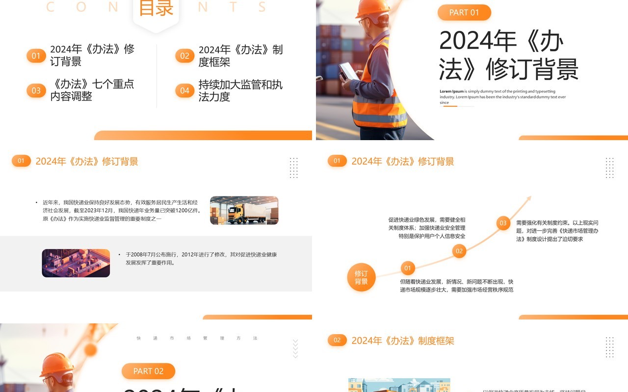 橙色商务风快递市场管理办法PPT模板