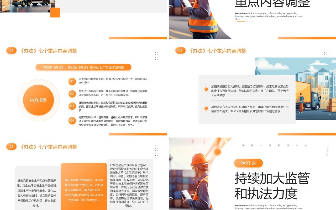 橙色商务风快递市场管理办法PPT模板