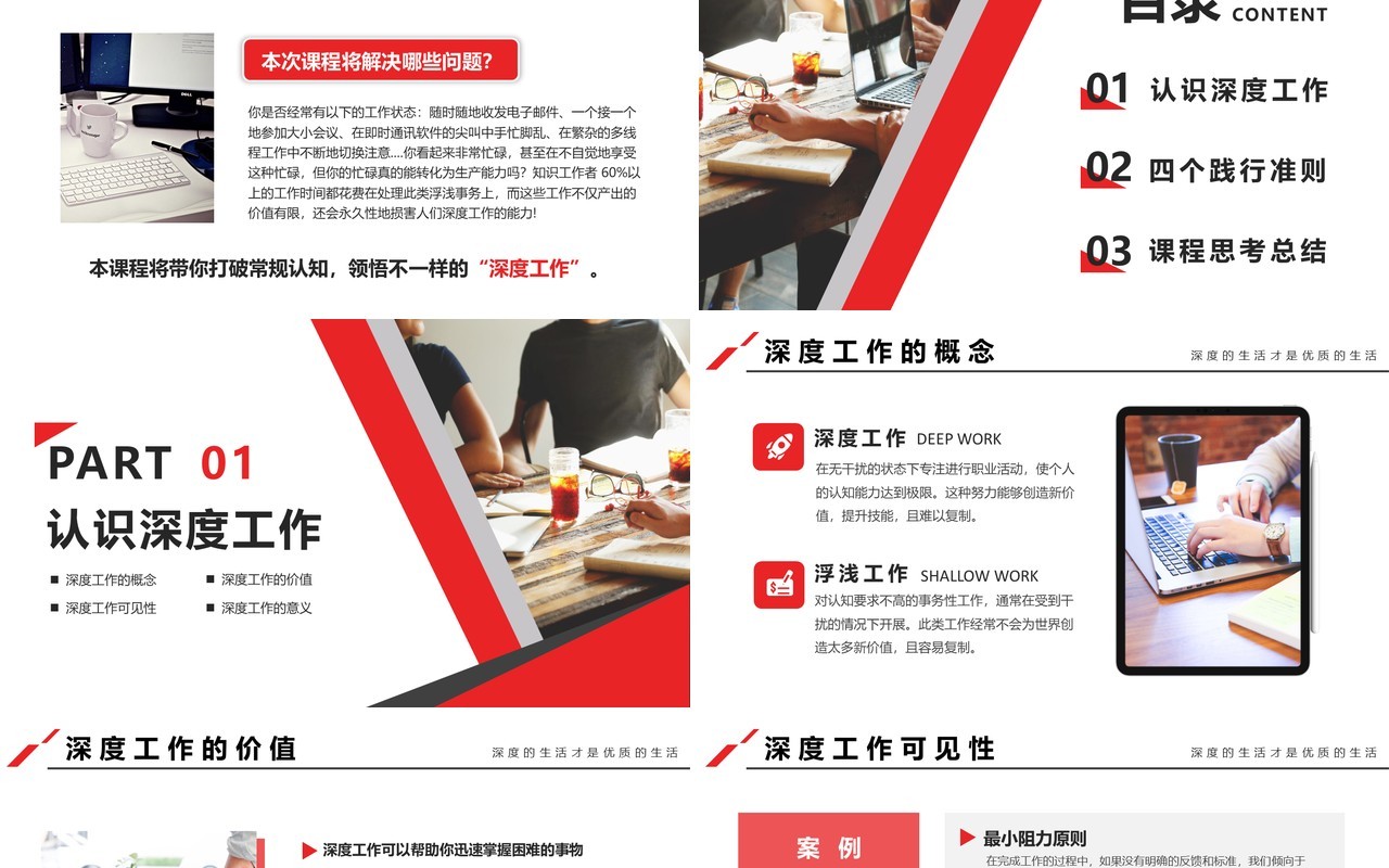 商务企业管理培训员工深度工作PPT模版