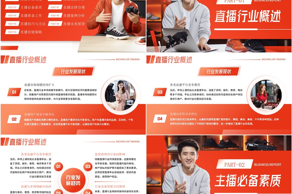 红色简约风主播直播带货培训PPT模板