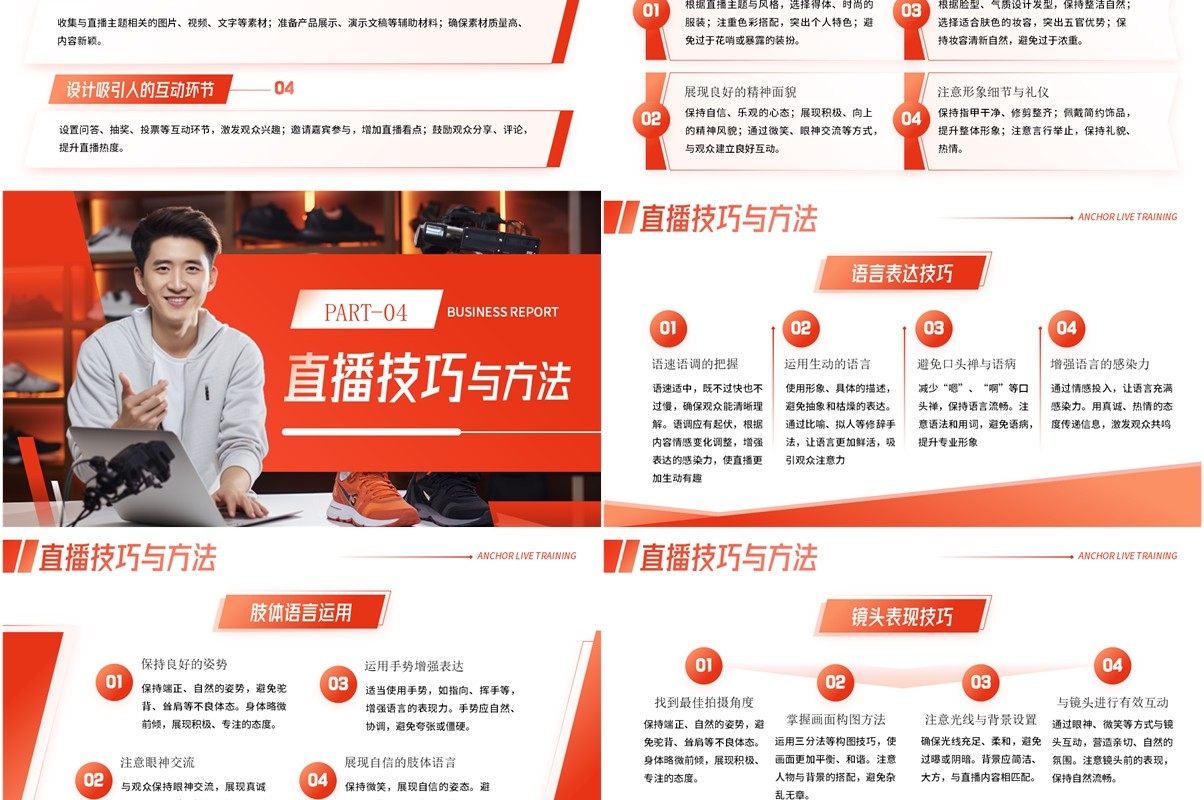 红色简约风主播直播带货培训PPT模板