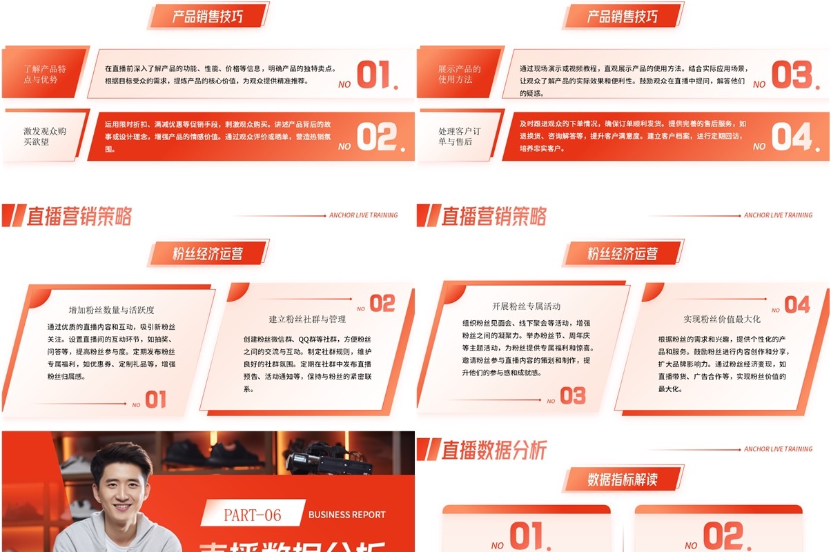 红色简约风主播直播带货培训PPT模板