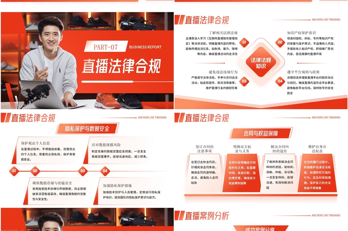 红色简约风主播直播带货培训PPT模板