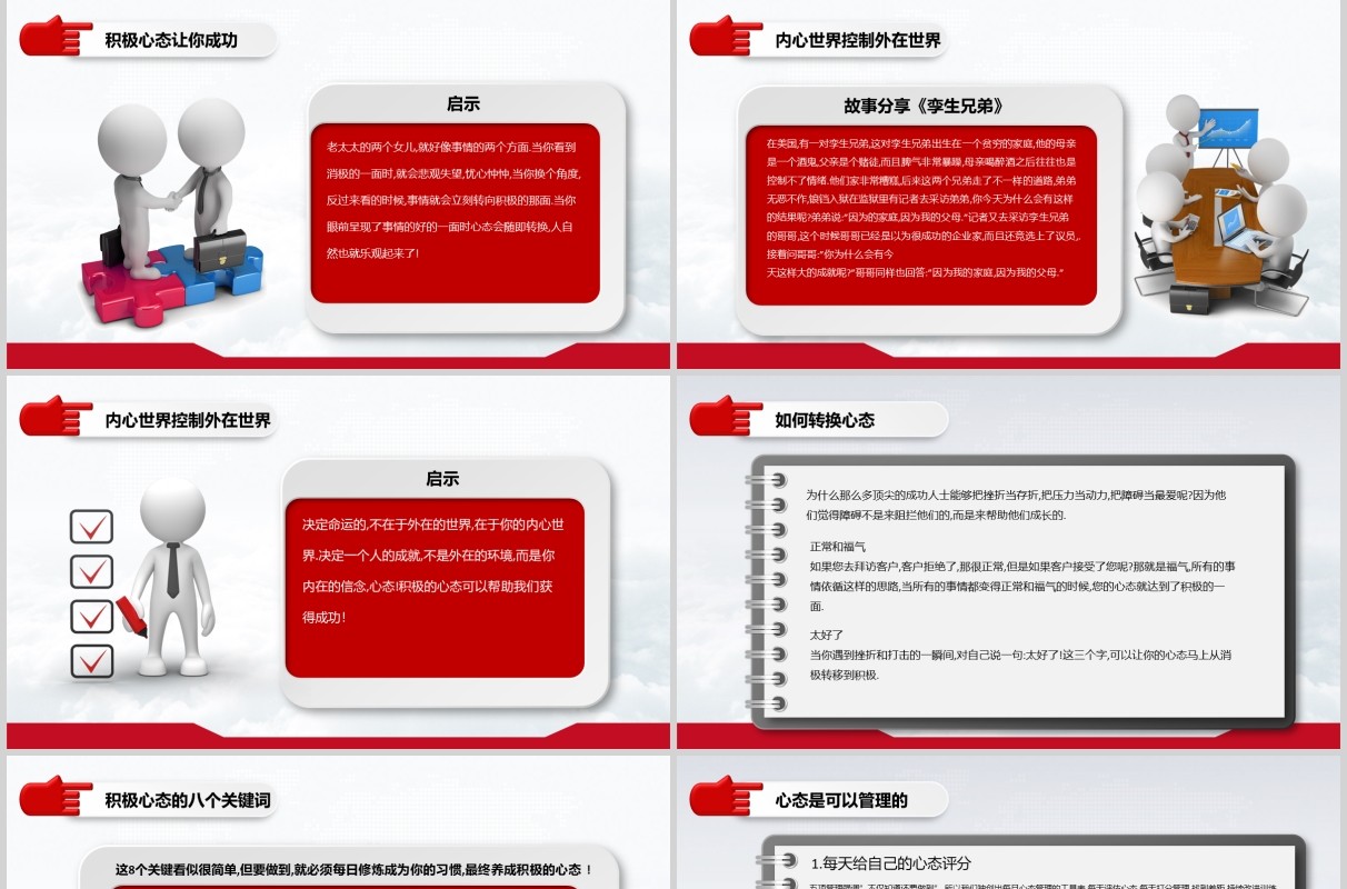 红色简约高绩效五项管理企业员工培训PPT模板