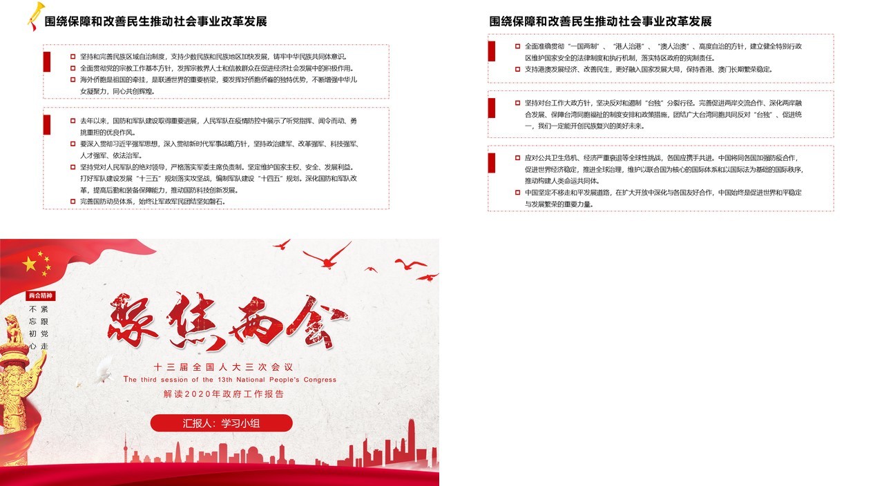 聚焦两会专题报告政府工作总结学习PPT模板