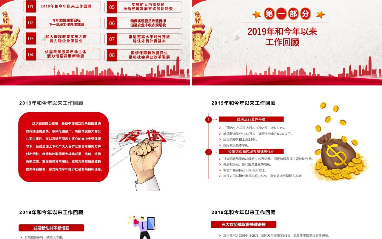 聚焦两会专题报告政府工作总结学习PPT模板