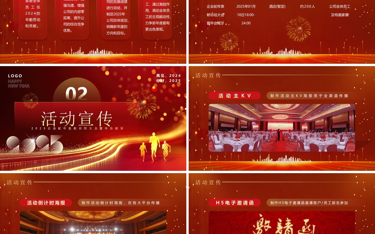 红色酷炫风2025尾牙盛宴璀璨相聚PPT模板