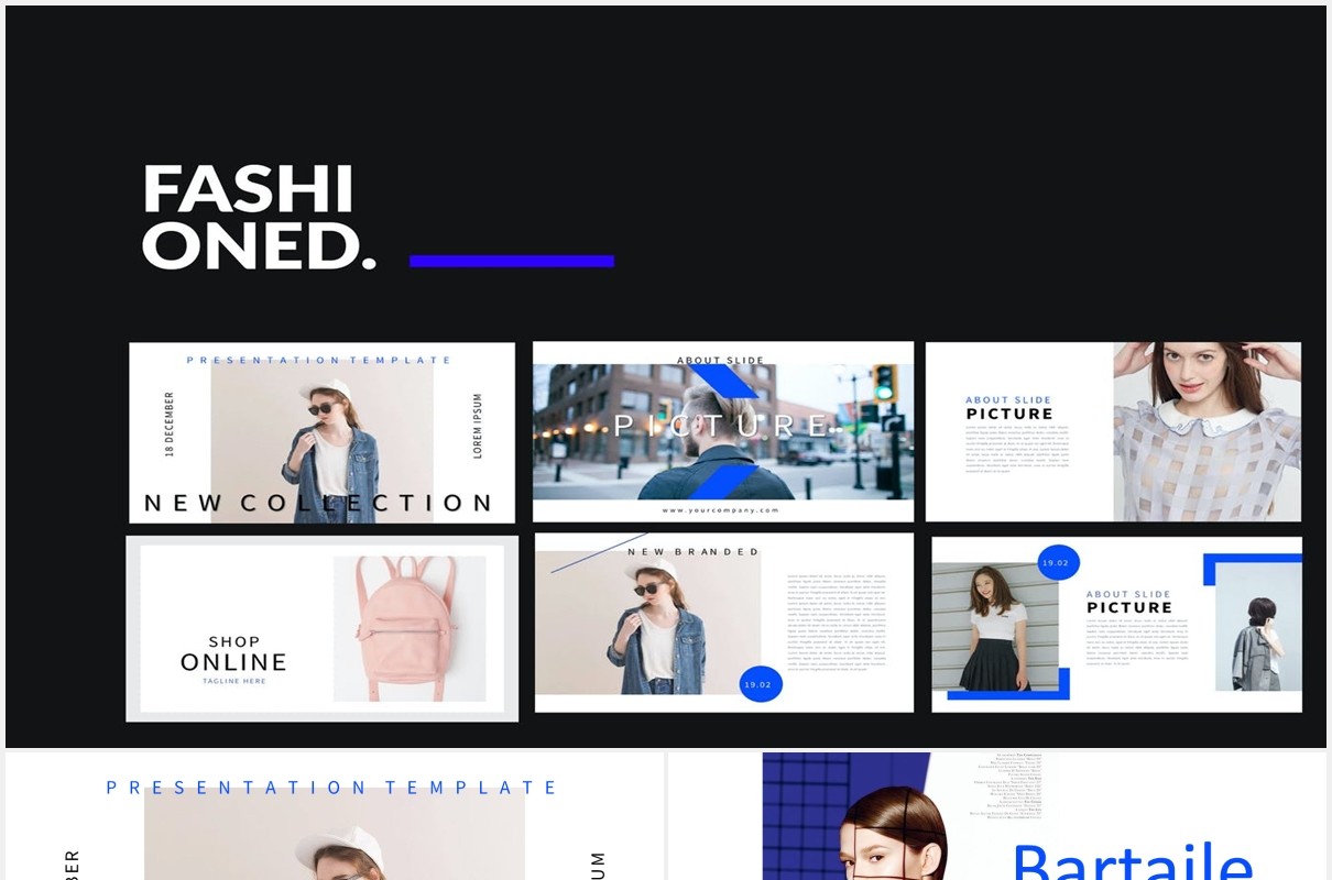 时尚服装设计师作品展示PPT模板Fashioned Stylist Powerpoint