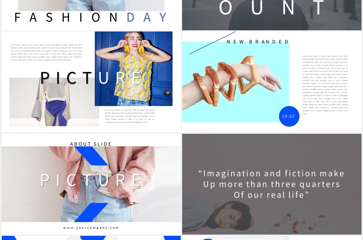 时尚服装设计师作品展示PPT模板Fashioned Stylist Powerpoint