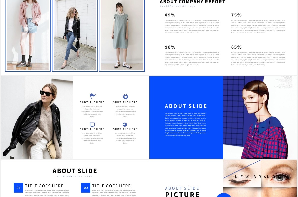 时尚服装设计师作品展示PPT模板Fashioned Stylist Powerpoint