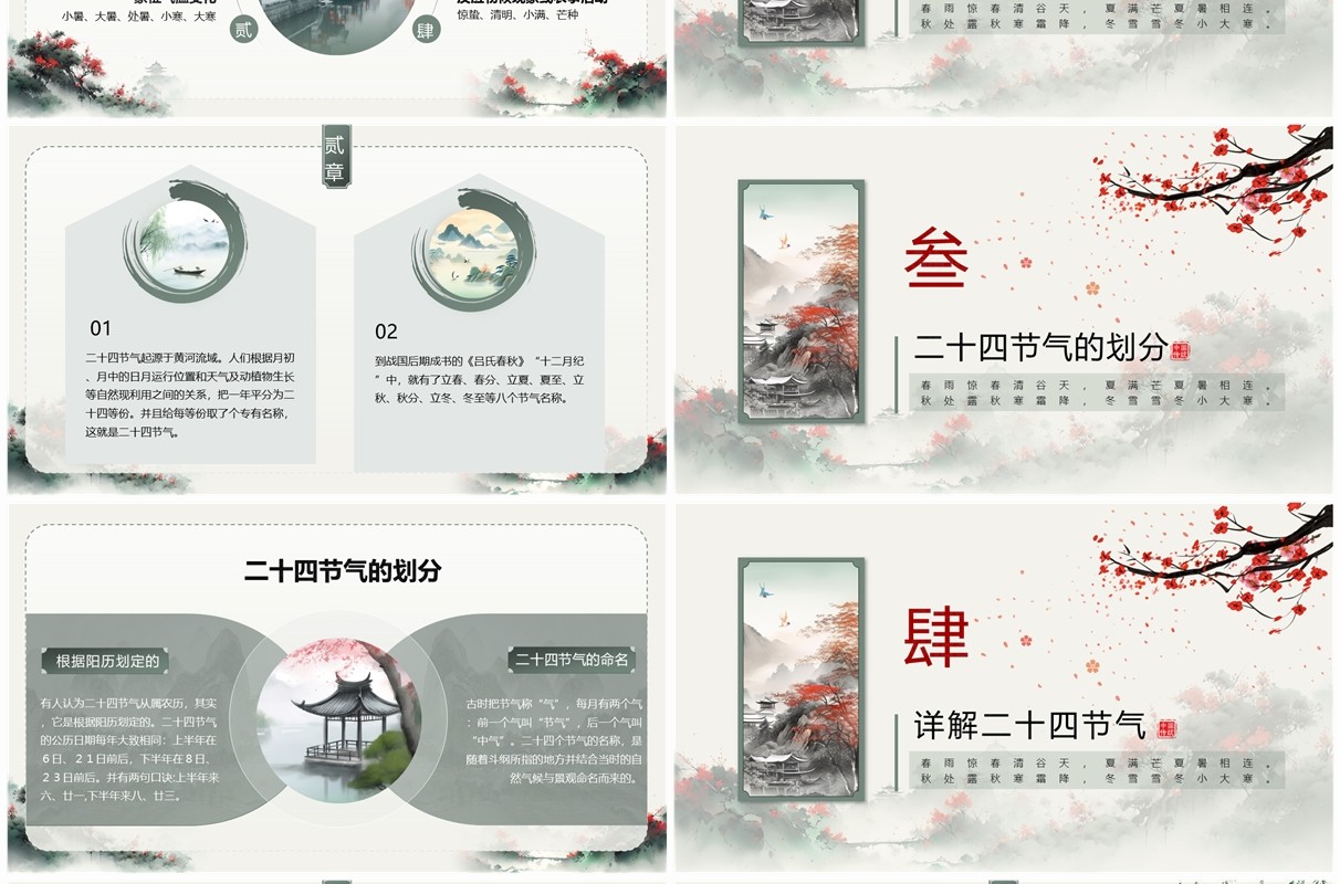 绿色中国风二十四节气介绍PPT模板