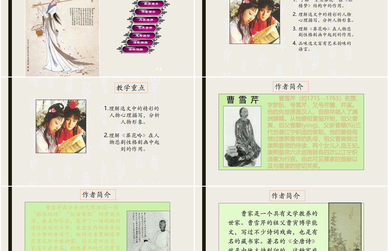 简洁初中语文黛玉葬花课件PPT模板