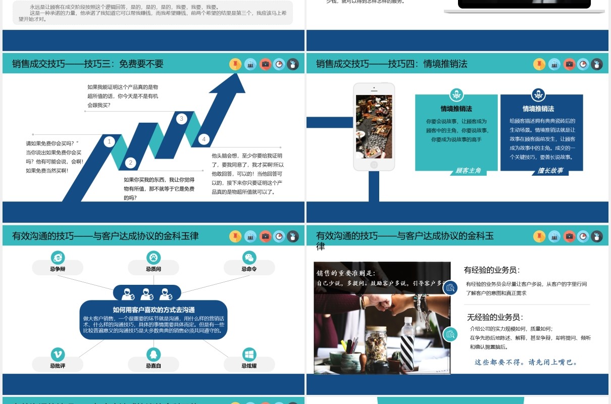 简约蓝色商务公司员工销售技能培训PPT模板