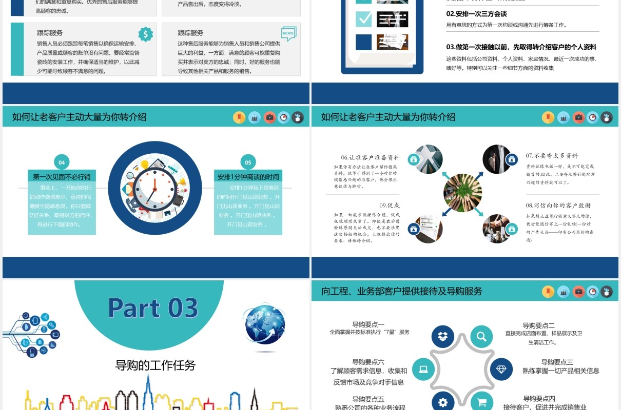 简约蓝色商务公司员工销售技能培训PPT模板