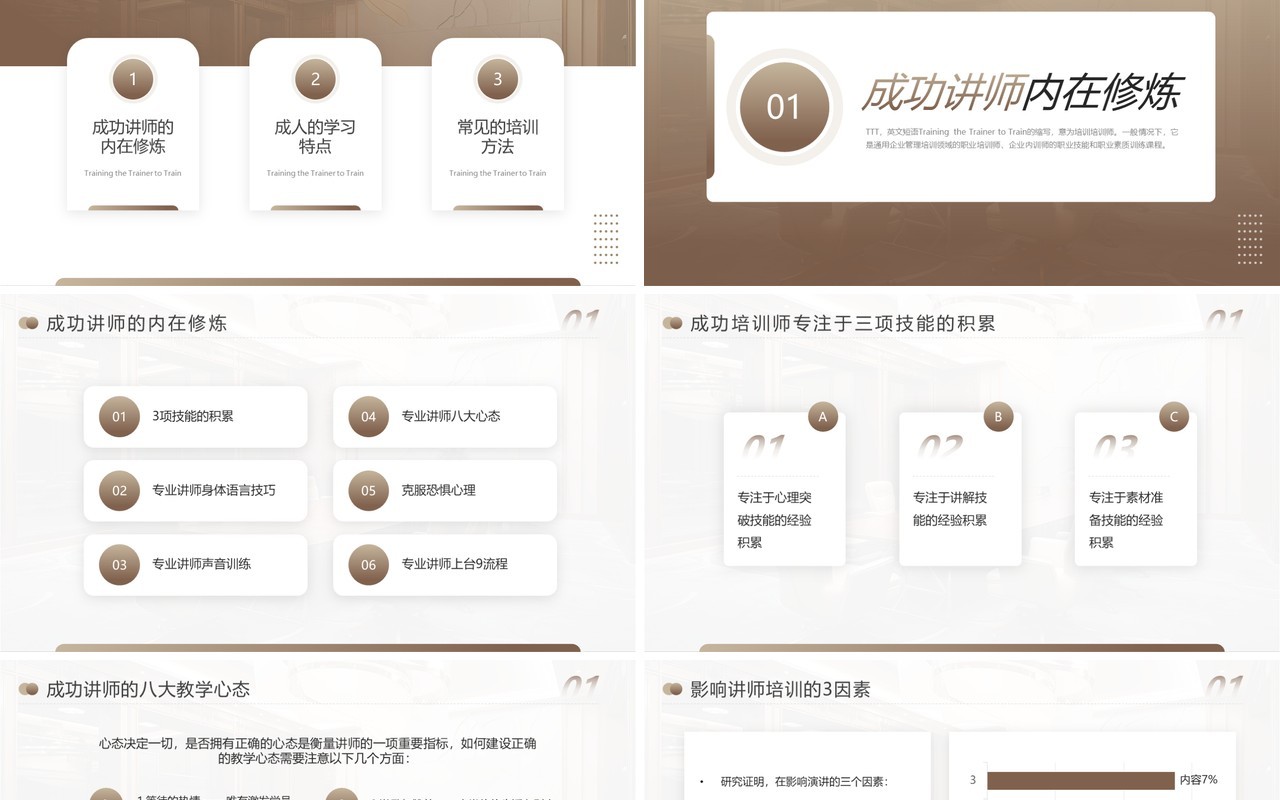 棕色简约风培训师培训PPT模板