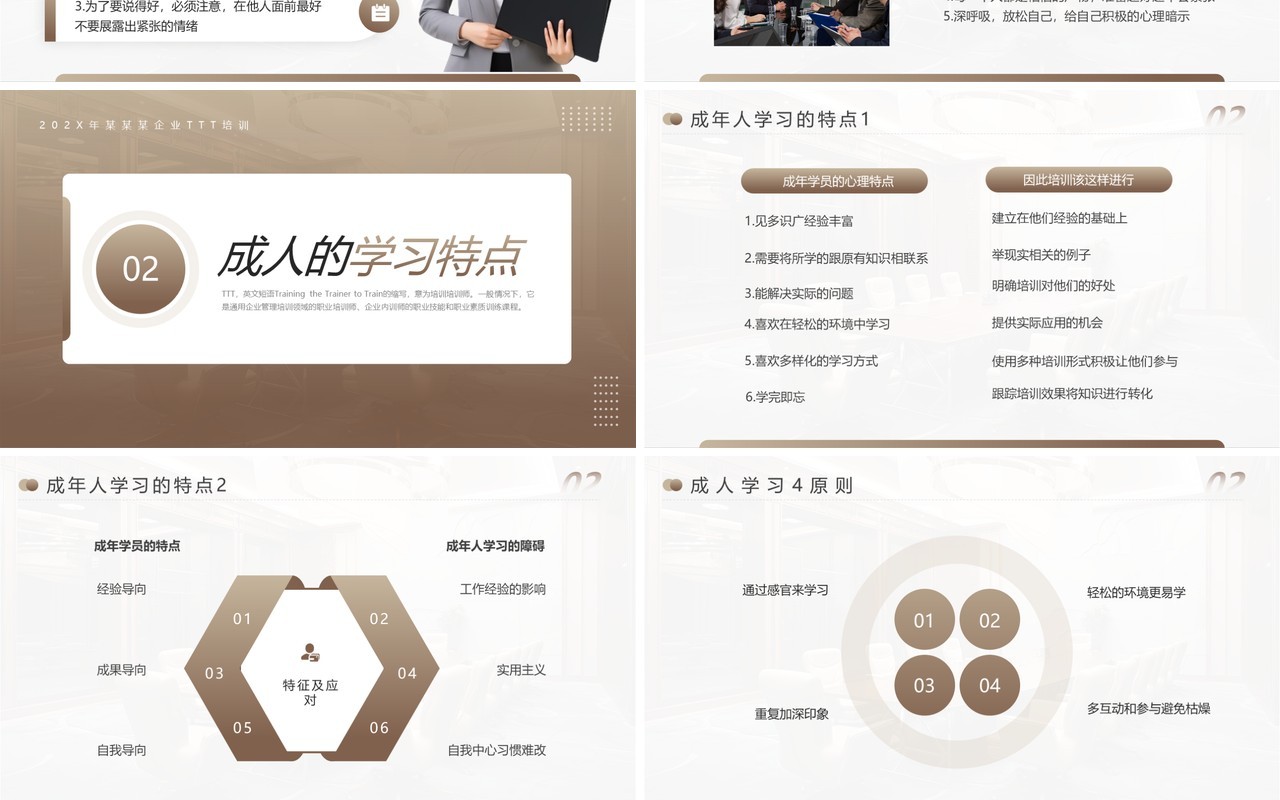 棕色简约风培训师培训PPT模板