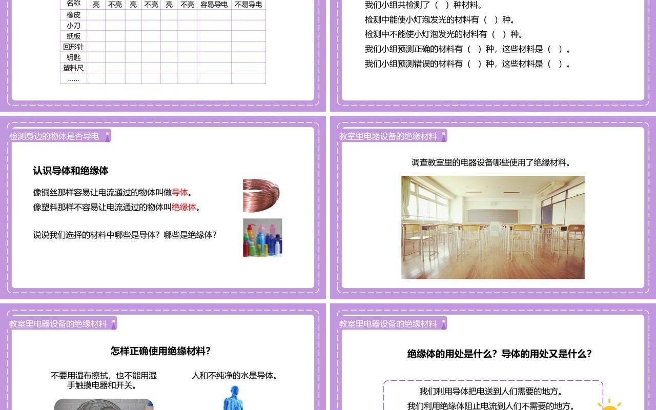 教科版四年级下册导体与绝缘体课件PPT模板