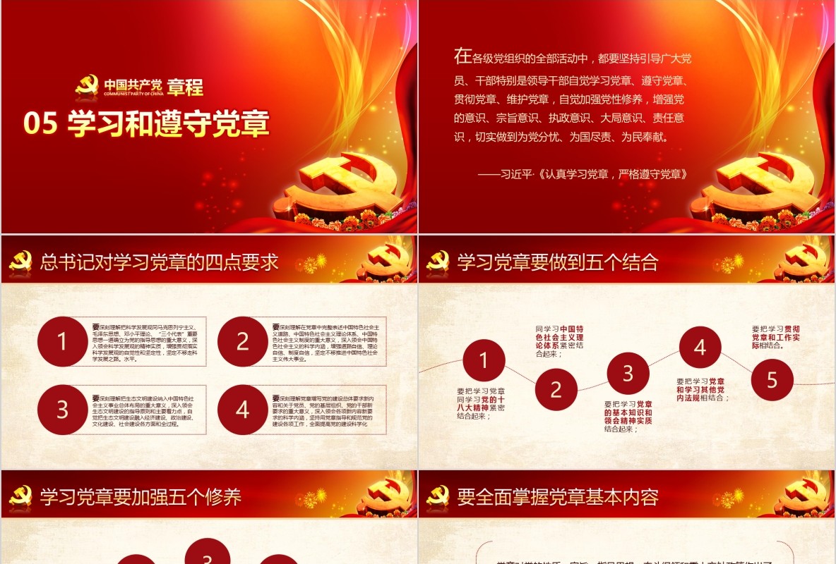 学习新微党章党课PPT模板21