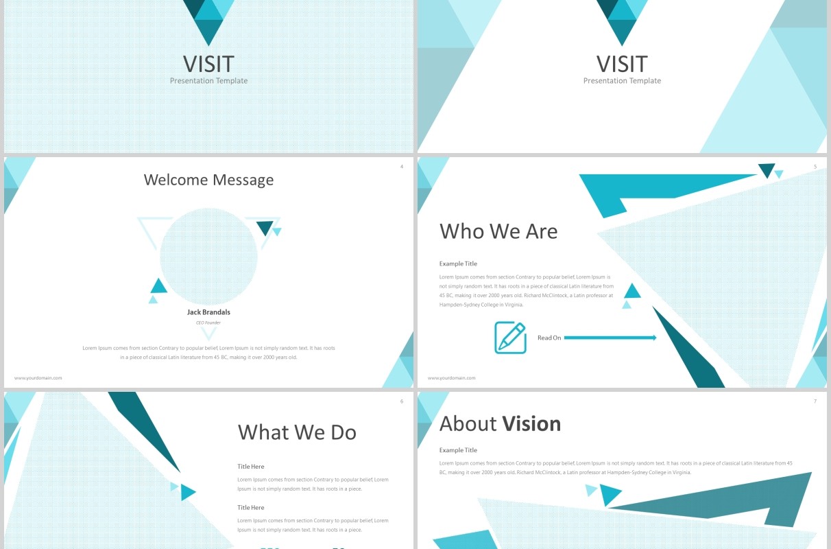 蓝色商务PPT版式设计模板Visit 2 - Powerpoint Template