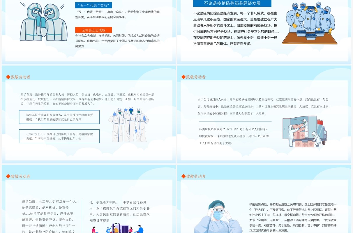 致敬坚守抗疫一线的劳动者们动态PPT模板
