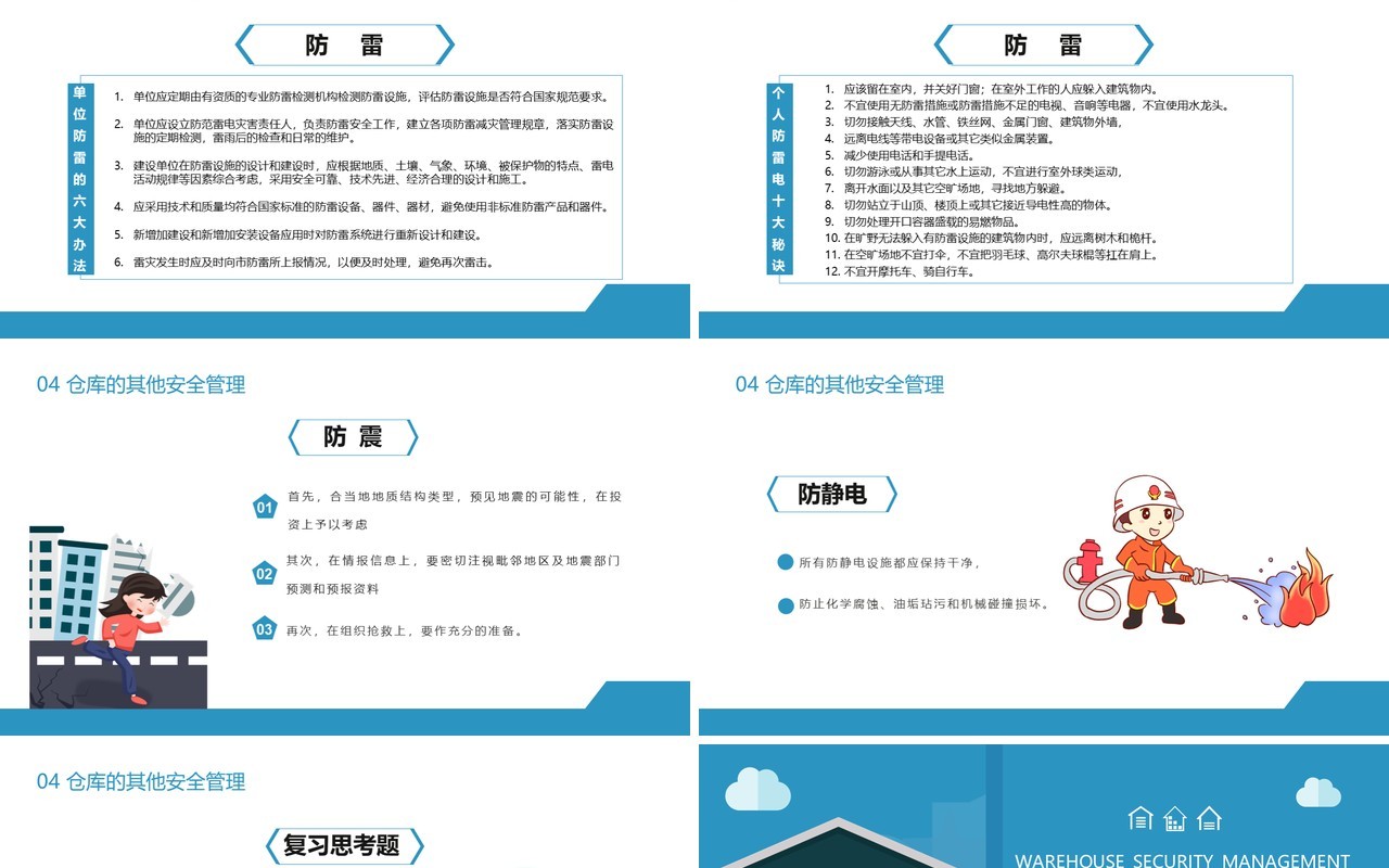 2021蓝色企业简约风仓库安全管理通用PPT模板