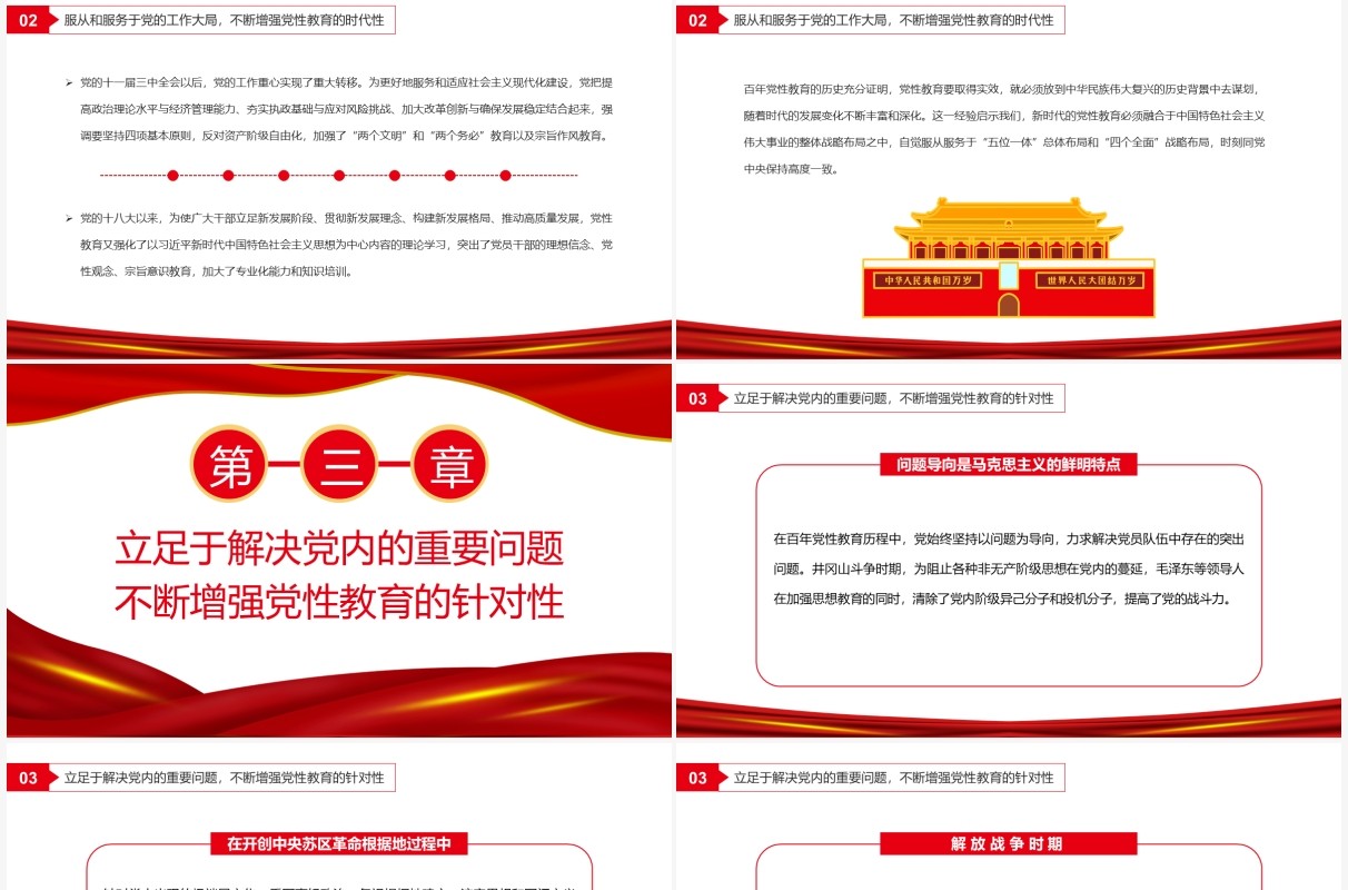 红色简约百年党性教育的历史经验及启示PPT模板