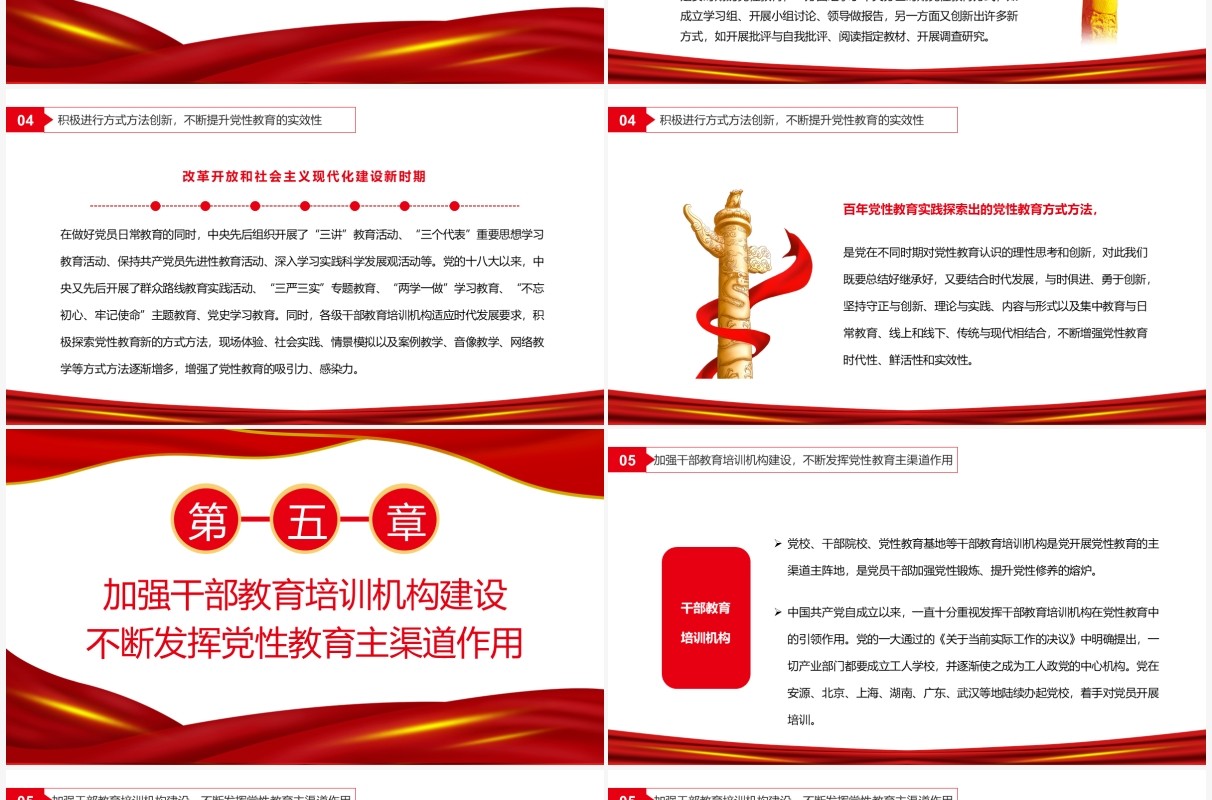 红色简约百年党性教育的历史经验及启示PPT模板