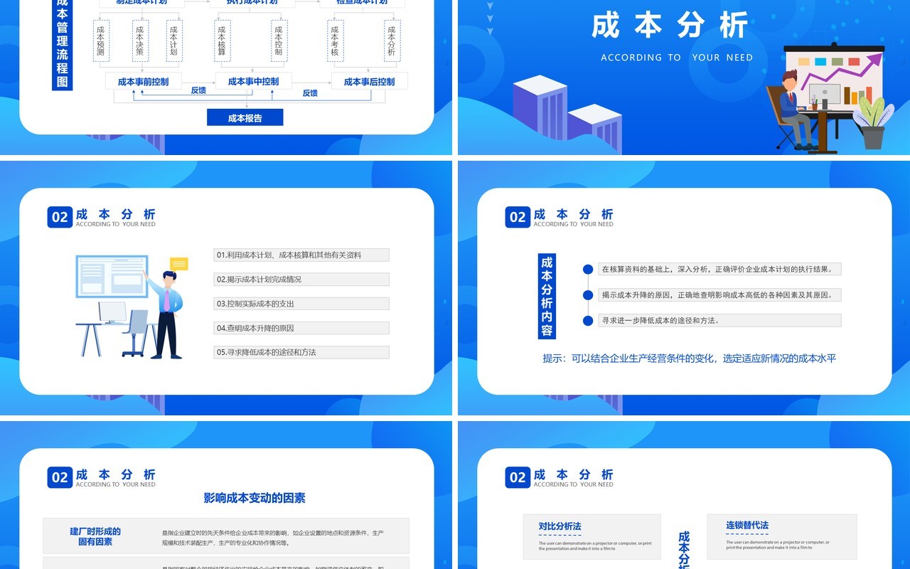 扁平风企业管理成本分析与报告PPT模板