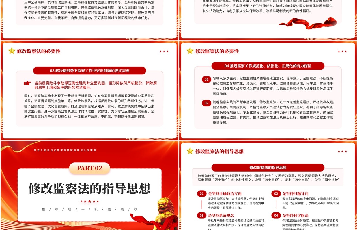 红色党政风新修订监察法内容学习PPT模板