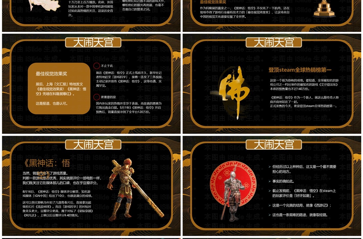 黑金中国风黑神话悟空PPT模板