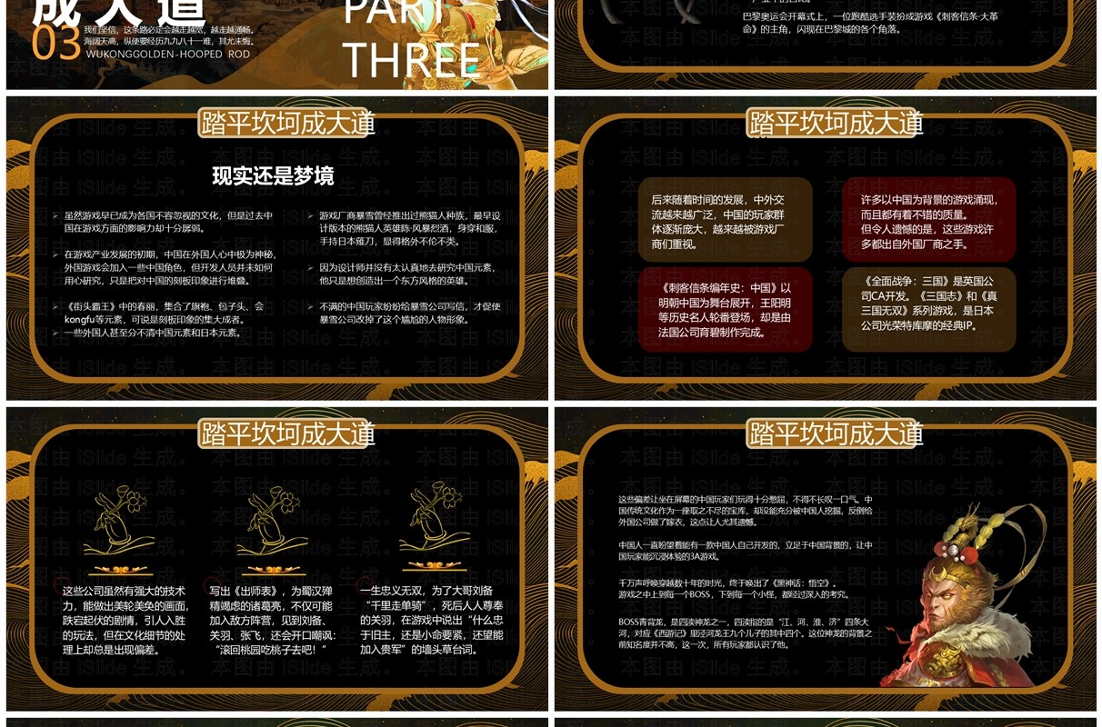 黑金中国风黑神话悟空PPT模板