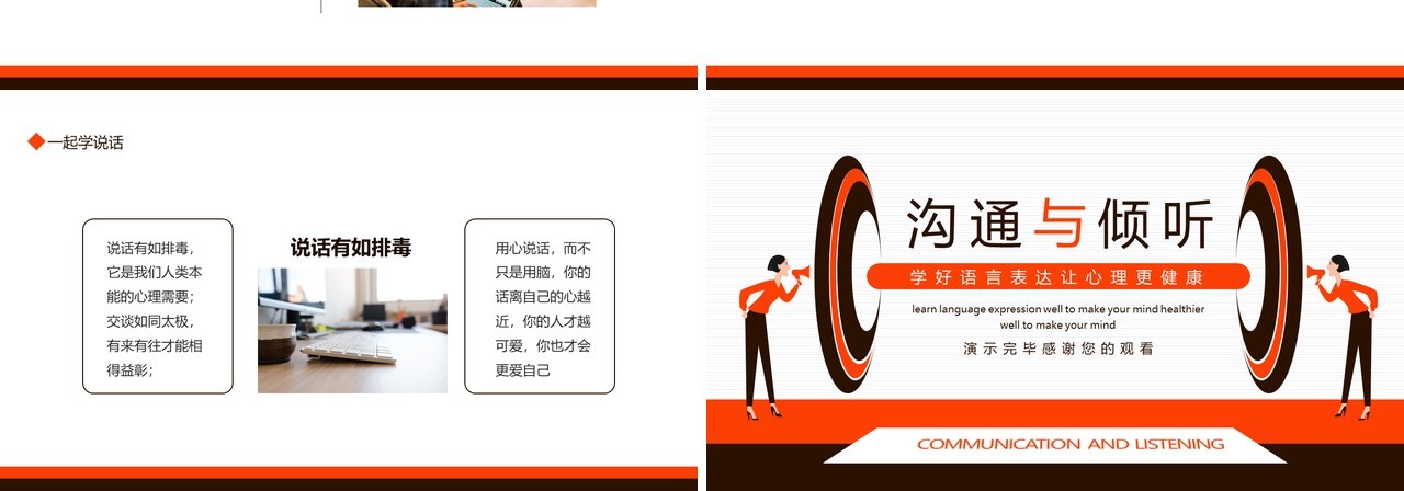沟通与倾听学好语言表达让心理更健康动态PPT模板