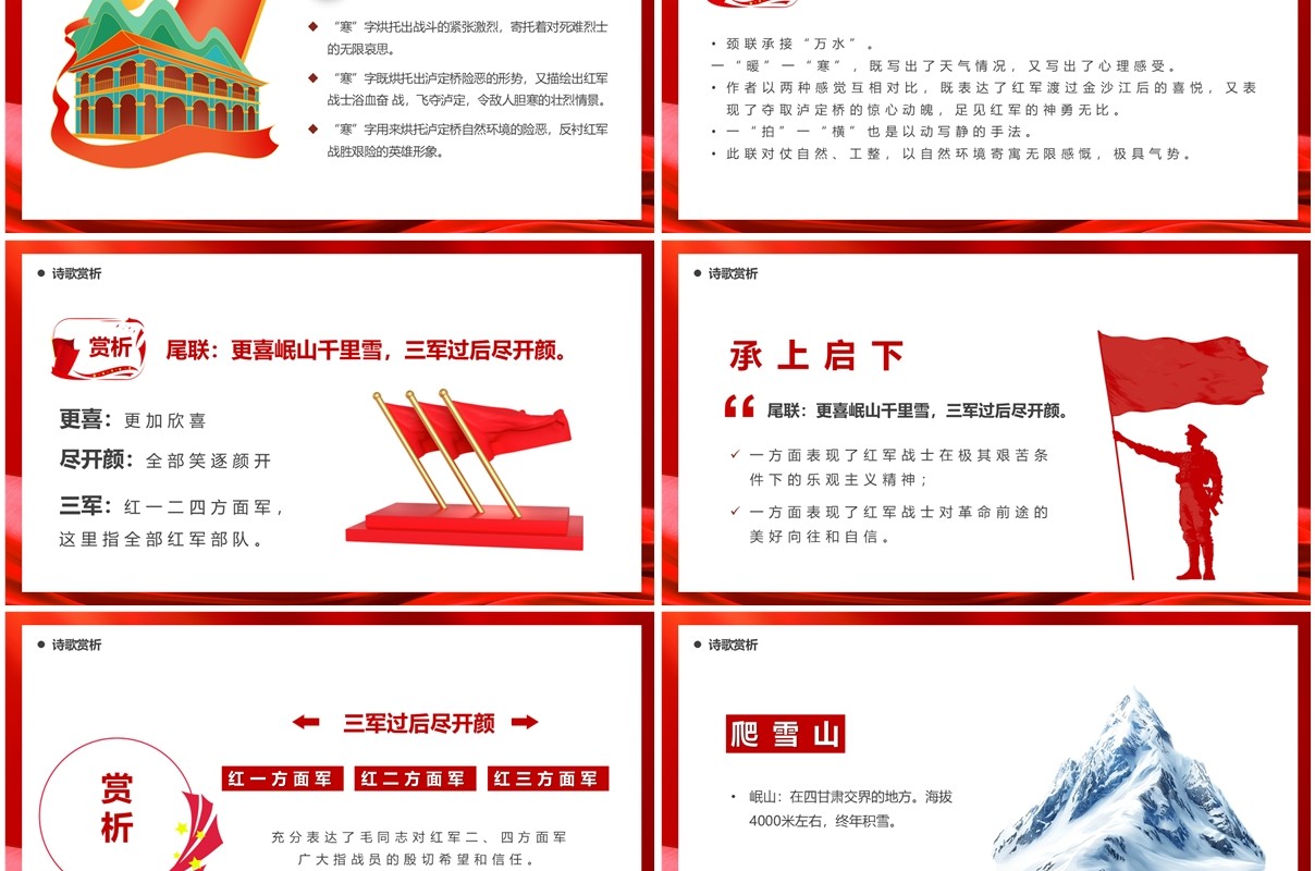 红色党政风七律长征课文赏析PPT模板