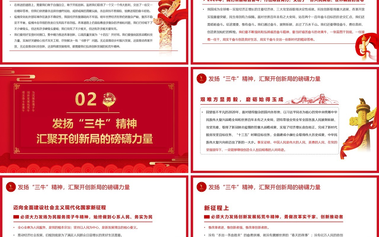 红色发扬“三牛”精神书写时代新答卷课件PPT模板