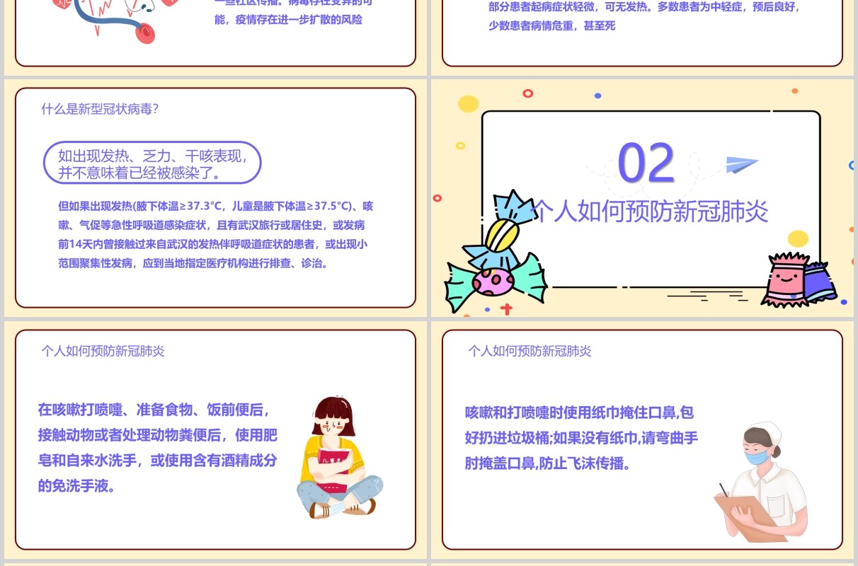 新型冠状病毒肺炎儿童安全教育班会PPT课件模板
