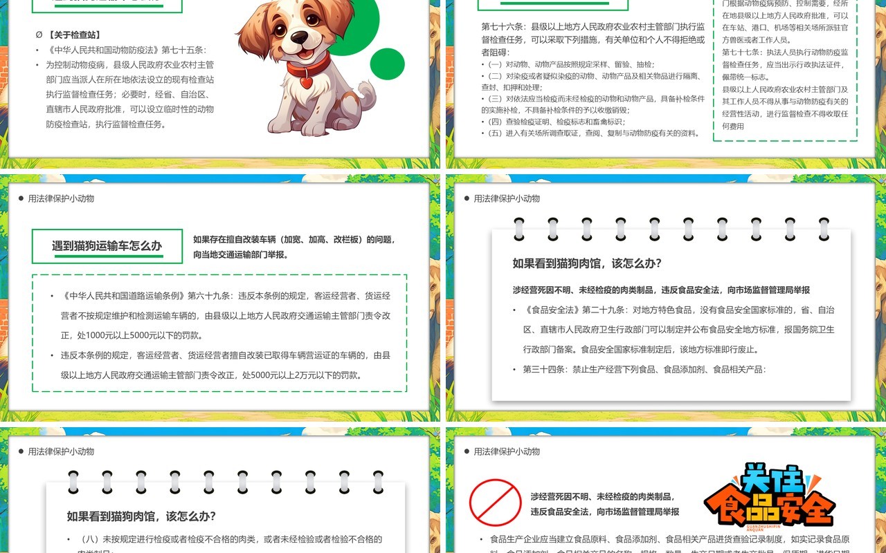 绿色插画风世界动物日保护动物PPT模板