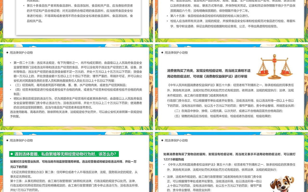 绿色插画风世界动物日保护动物PPT模板