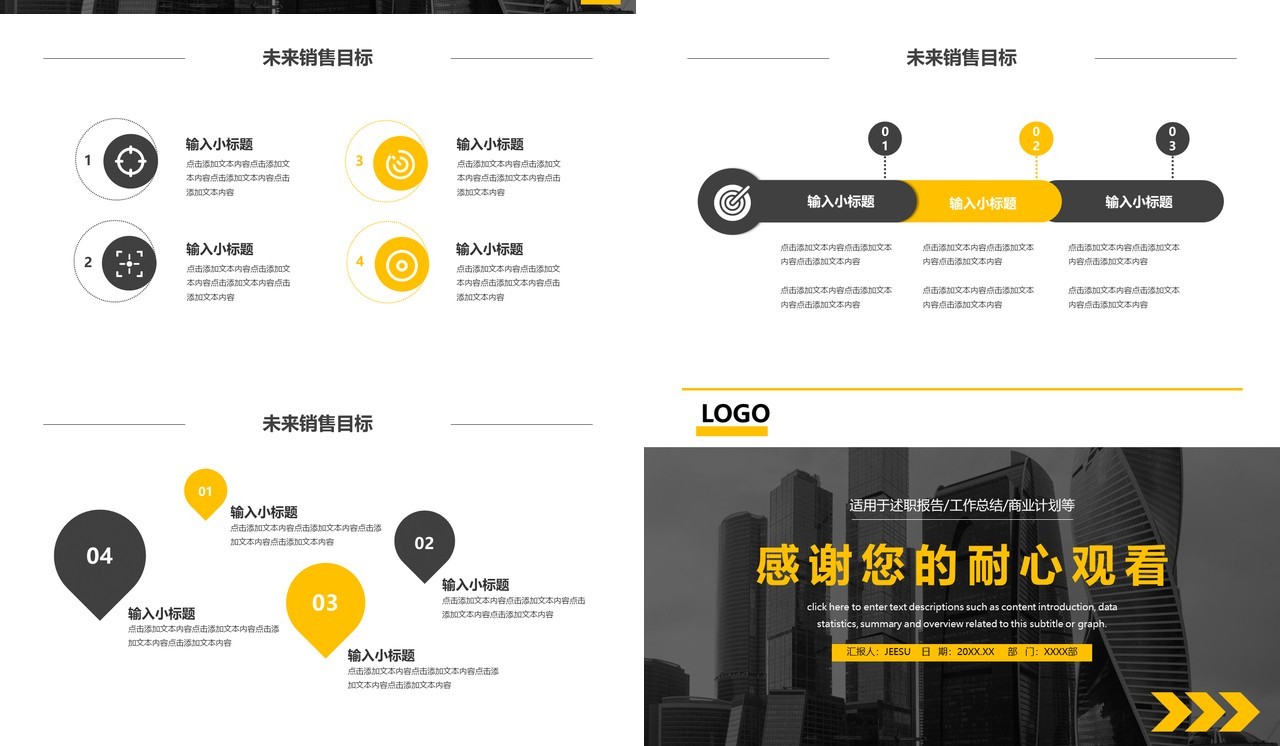 黄黑色企业工作汇报述职报告通用PPT模板