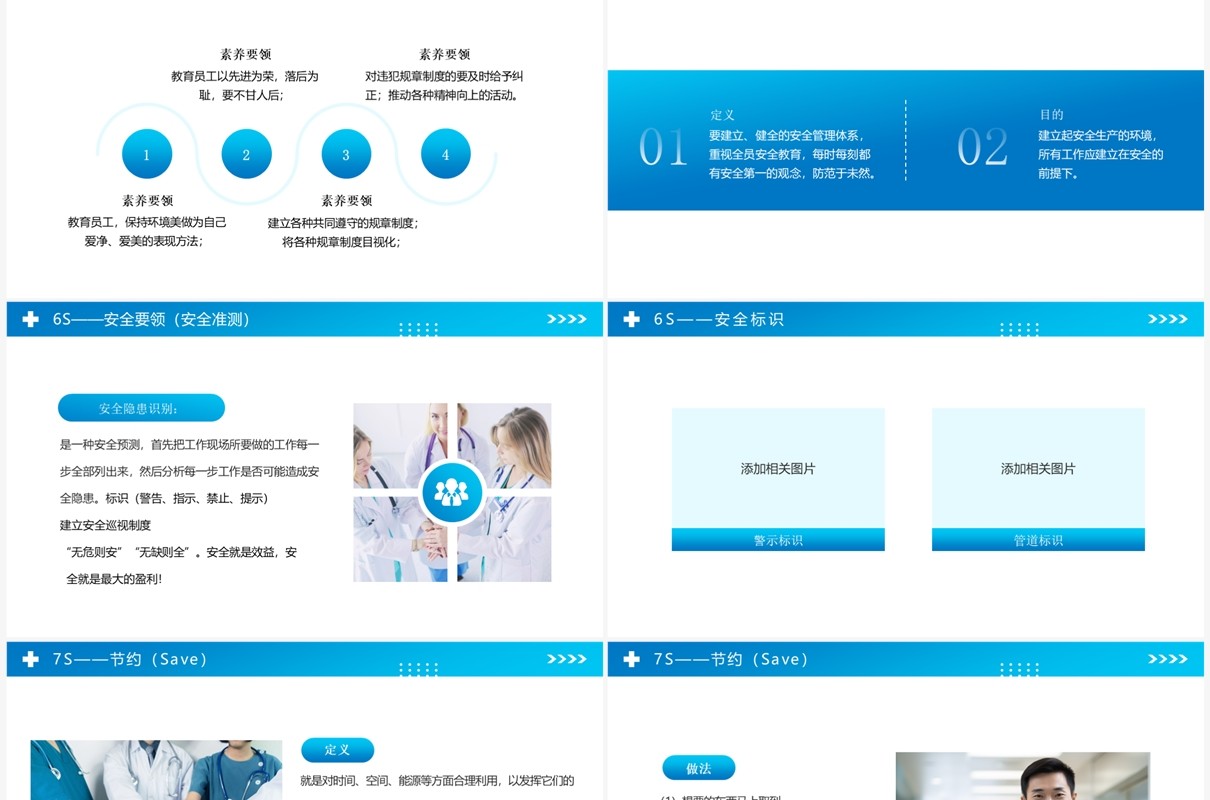 蓝色简约风7S病房成果汇报PPT模板