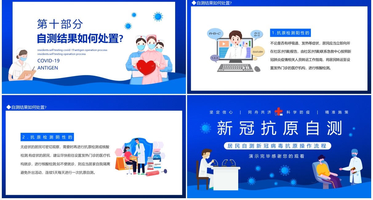 居民自测新冠病毒抗原操作流程动态PPT模板