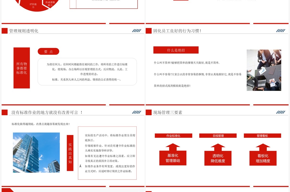 红色精益生产现场管理和改善PPT模板