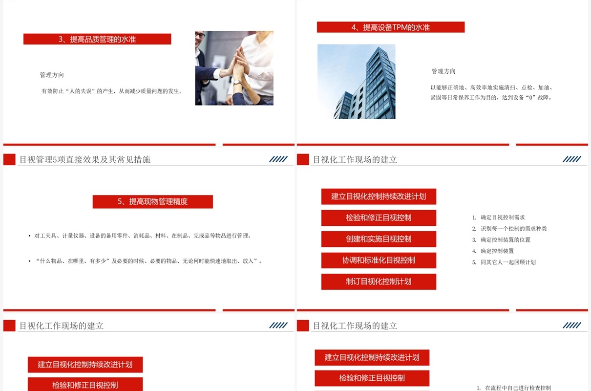 红色精益生产现场管理和改善PPT模板